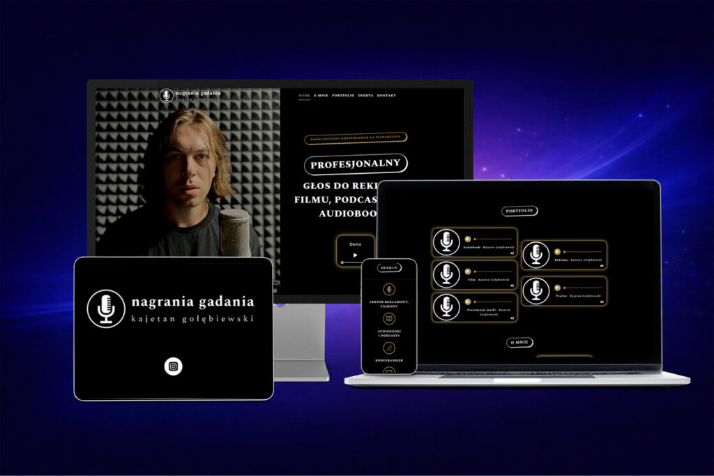 Mockup strony Nagrania Gadania